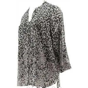 Belle by Kim Gravel Animal Print Button Front Blouse